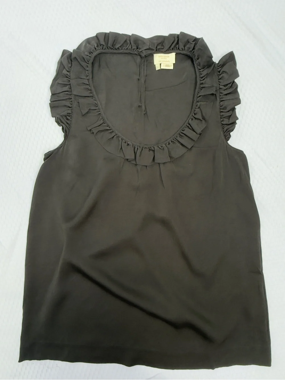 kate spade Black Ruffle Scoop Neck Sleeveless Camisole